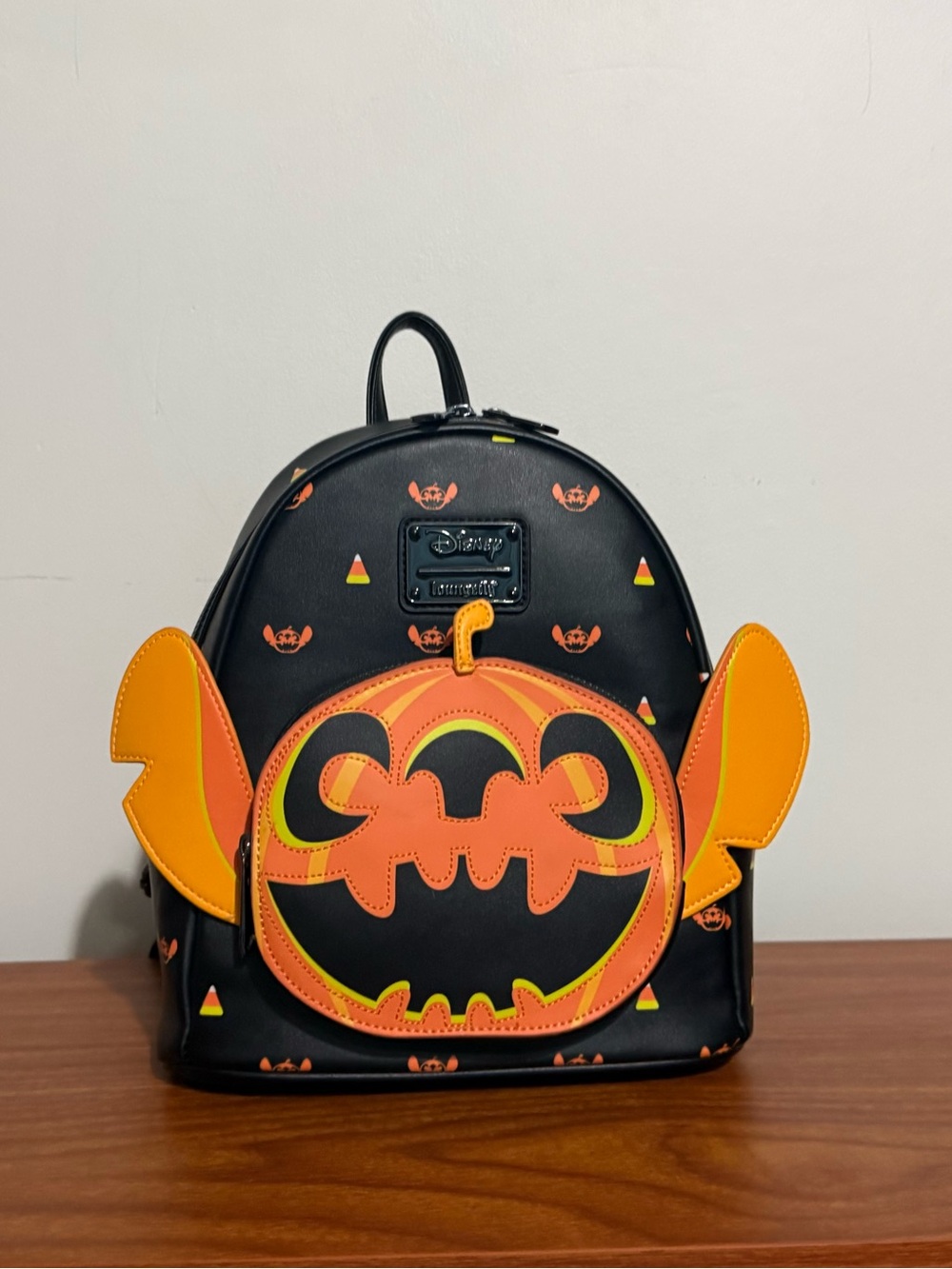 Disney Halloween Stitch Pumpkin Mini Backpack - Black, Orange, Yellow